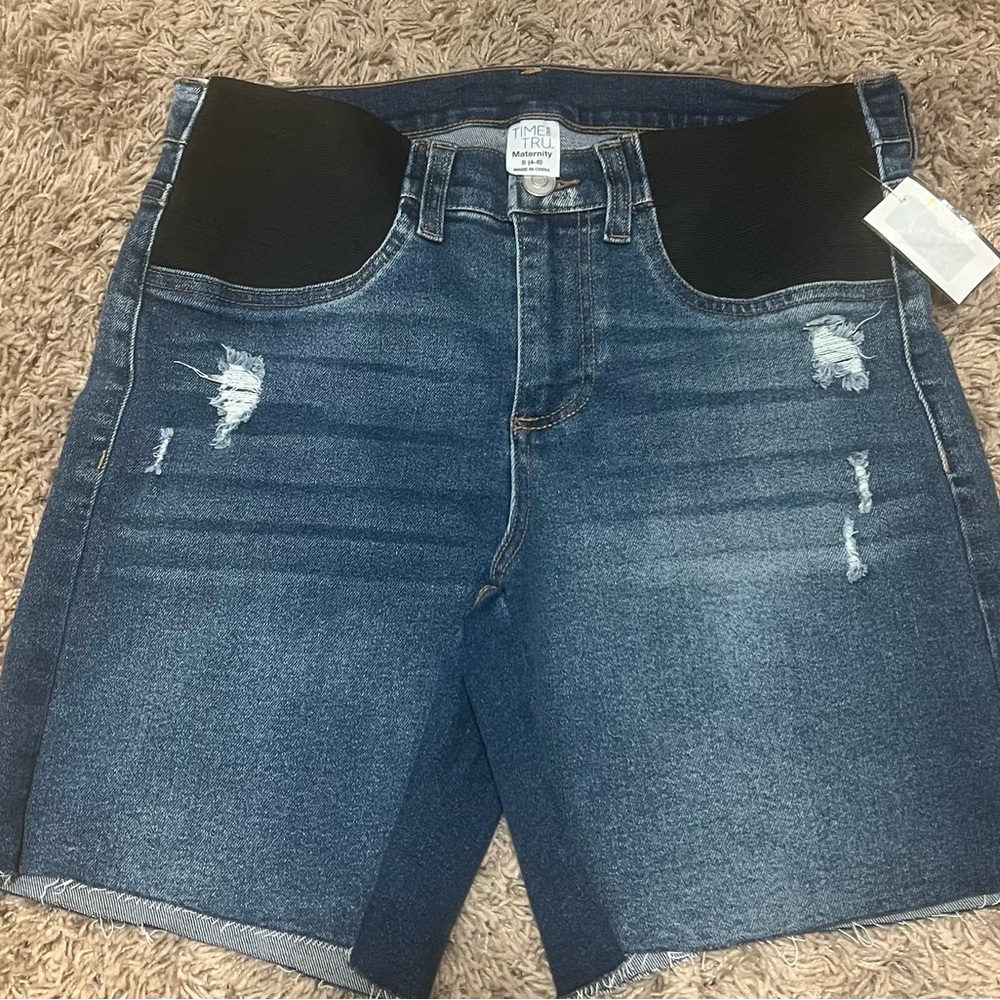 Time And Tru Women's Distressed Maternity Shorts Size: S (4-6)